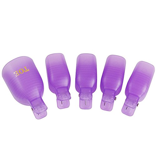 Hrph 5Pcs Plastic Foot Toe Nail Art Soak Off Cap Clip UV Gel Polish Remover Wrap Tool