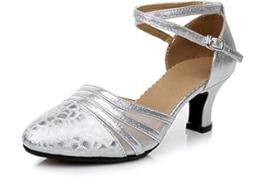 FM2018XSL Zapatos de Baile de Moda de Malla Brillante para Mujer con tacón de 5,5 cm en el Exterior