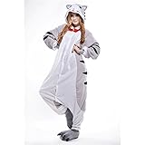 Free Fisher Damen/ Herren Schlafanzug Pyjama, Tier Kostüm, Katze Grau, Gr. L (Körpergröße 170-178 CM) - 