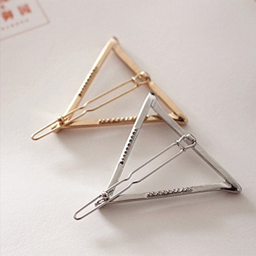 Contever® Elegant Dreieck Haarclips Haarschmuck hair accessories Pack 2 (Golden + Silber) - 2