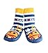 Moolecole Baby Boy Toddlers Kids Indoor Slippers Shoe Socks Moccasins ANTI SLIP Blue Steam Train 17cm