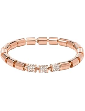 Fossil Damen-Armband Edelstahl rosévergoldet Glas weiß JA65447
