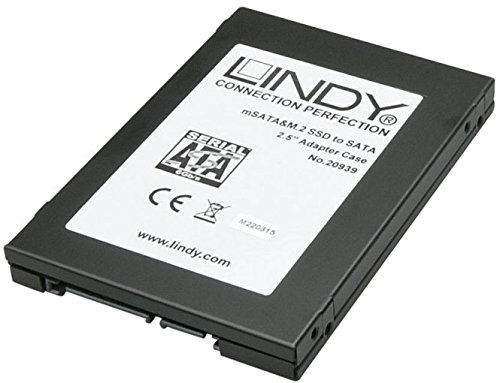 Lindy mSATA und m.2 SSD zu 6,3 cm SATA Drive Enclosure, schwarz