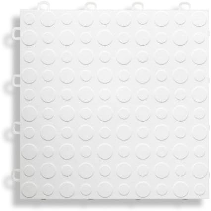 BlockTile B0US4130 Garage Flooring Interlocking Tiles Coin Top Pack,  White, 30-Pack