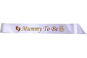 HYX Mummy to Be Sash White, Satin Baby Shower Decorations, Gifts for Her, Sashes Bundles Daddy - Big Sister - Grandma - Nanny - Auntie to Be, 3 Colours (Pink, Blue, White)