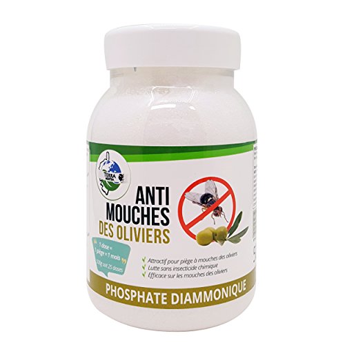 TERRA NOSTRA Flacon Phosphate Diammonique Appât Mouches des oliviers Utilisable en Agriculture Biologique, Blanc Et Vert, 8 x 8 x 13 cm