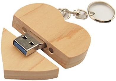 FeliSun Customized wooden Heart USB3.0 Flash Drive Pendrive 64GB 32GB 16GB High Speed U Disk Memory Stick External Storage Photography Wedding Gifts