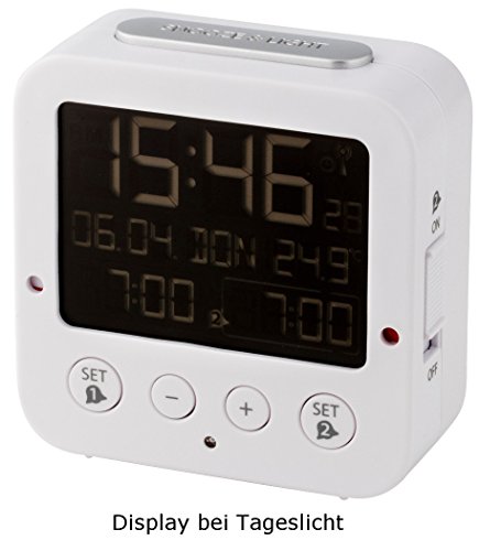 TFA Dostmann 60.2531.02 Bingo weiss Funk-Wecker mit Negativ Display 2 Alarme Lichtsensor - 3