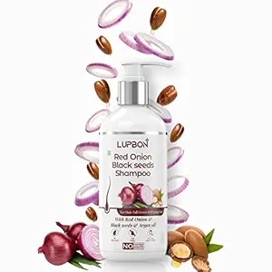 LUPBON Onion shampoo for dry and frizzy hair with Red Onion Oil Extract, Black Seed Oil & Argan Oil - No Parabens, Mineral Oil, Color - 300ml