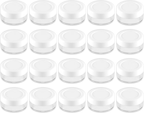 20 x Nailart Döschen Dosen Tiegel 10ml (leer) transparent mit weissem Schraubverschluss