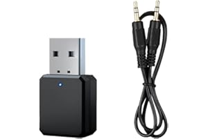 Amindz Transmisor Receptor Bluetooth,Adaptador Bluetooth 5.1 USB con 3.5mm Cable de Audio,Plug and Play,Bluetooth Adapter para Coche,Altavoz,PC,Radio