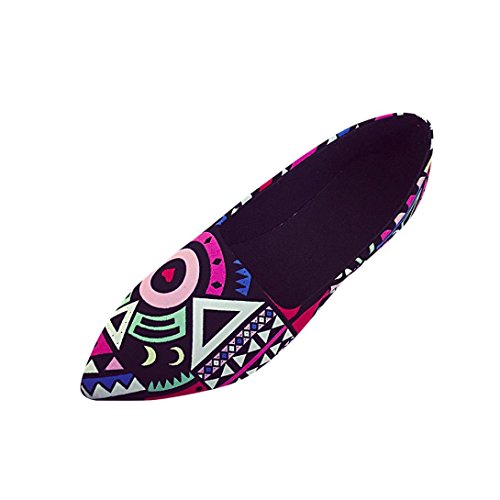 Women Pointed Toe Ballet Flats Slip on Suede Shoes Stiletto Fashion Loafer Shoes (Multicolor, 36)