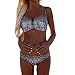 Produktbild Neckholder Bikini-Sets BH CLOOM Sexy Muschel Badeanzug Elegant Gedruckt Crop Tops Brief Beachwear Strandkleidung Bequem Vintage Badebekleidung Sommer Party Bluse Badeanzug (Blau, L)