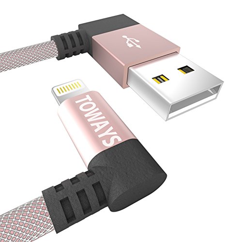 iPhone Ladekabel Toways Lightning Kabel [Apple MFi zertifiziert] 90 Grad Winkel Stecker 0.15m Nylon USB Datenkabel für iPhone 7 / 7 Plus / 5 / iPhone 6 / iPhone SE / 6 / 6 Plus / 6s / 6s Plus / 5 / 5c / 5s, iPad Pro Air Air 2 mini2 mini3 4th Gen, iPod Nano 7th Gen, DJI Mavic Pro Drone, Power Bank - Rose Gold