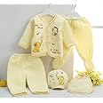 HIKIPO Presents New Born Baby Winter Wear Keep Warm Baby Clothes 5Pcs Sets Cotton Baby Boys Girls Unisex Baby Fleece/Falalen or Flannel Suit Infant Clothes First Gift
