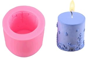Sqxaldm Moule À Silicone Moules De Bougie De Gâteau De Cerf Sapin De Noël 3D De DIY Moule De Gâteau Forme de Cylindre en Silicone Forme de Bougie Bricolage Moule en Silicone DIY Moule Stéréo à La Main