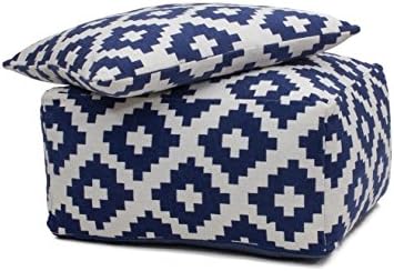Stool Cube Seat & Pillow geometry Design Unwind Pouf & Cushion Set 260 Bean Bag rhombus Pattern cotton 80 cm x 80 cm White/buy online