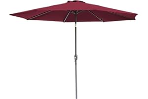GREEN BAY Greenbay 2.7m Round Parasol - Tilt Sun Shade Canopy Umbrella for Outdoor Garden Patio Summer Camping - Wine Red