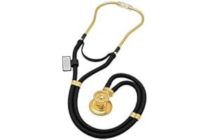 MDF Instruments MDF767-K11 Sprague Rappaport - Estetoscopio doble cabeza con membrana convertible adulto, pediátrica e infantil, en oro de 22 quilates, Negro y Oro
