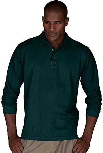 Mens Long Sleeve Pique Polo T Shirts Sizes XS to 4XL WORK CASUAL SPORTS LEISURE (XL - EXTRA LARGE, BOTTLE GREEN)