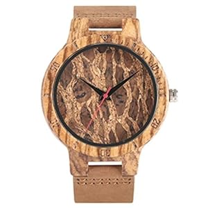 MNFWOA Creative Clock Cork Handmade Wooden Watch Men Genuine Leather Band Analog Women Bangle Wristwatch Vintage Clock Gifts