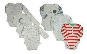 New Born Baby Boys and Girls Full Sleeves Bodysuit Rompers Onesies TOP Combo Set of 6 Cotton Regular FIT Soft and Stylish in Multiple Designs Pattern Assorted Mix (Multi-COLOR1, 6-9 Months)