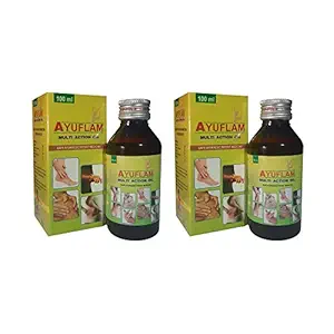 Ayusearch Ayuflam Multi Action Oil | Muscular Pain Relief Anti Inflammatory With Five Herbal Oil | Ayurvedic 100% Natural 100 ML Each (Pack of 2)