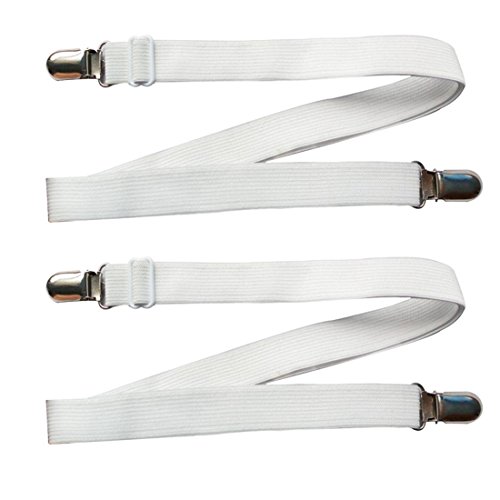 Glield Verstellbar Betttuchspanner mit Metallklammern, Unter Sofa, Matratze, Bettlaken, Ausgestattet Fastener, 2 Stück, von 60cm-200cm BDJ06