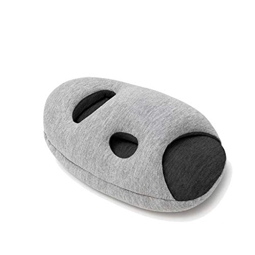 OSTRICHPILLOW MINI Almohada de viaje para aviones, coche, oficina, soporte de cuello para volar, Almohada de cuello para siestas. Accesorio de viaje para Hombre y Mujer - Color Gris - Midnight Grey