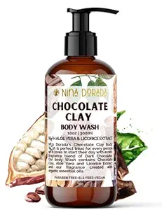 Nina Dorada Chocolate Clay Body Wash For Skin Brightening and De- Tanning | Winter Care | Hydrates and Moisturizes | Paraben and SLS Free | Men & Women | 300ml