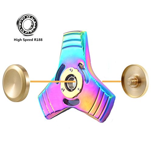 zappeln Hand Spinner mit LED Licht Marke neue Tri Spinner Prime Spielzeug mit 3 farbigen Shining Premium Angst Spielzeug hilft FORCUS für Kinder und Erwachsene Stress Reducer L Colorful lucky - 6