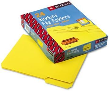 Smead® - Waterproof Poly File Folders, 1/3 Cut Top Tab, Letter, Yellow, 24/Box - Sold As 1 Box - Heavy-duty polypropylene folders are tear- and water-resistant.