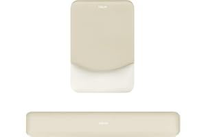 MOSISO Tappetino Mouse con Poggiapolsi&Tastiera Set,Rettangolare Ergonomico Tappetino Antiscivolo Base Casa/Ufficio Dolore Sollievo&Facile Digitare Mouse Pad&Rialzato Memoria Schiuma,Cachi