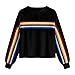 Price comparison product image beetleNew Womens blouses Rainbow Stripe Print Tops for Women Long Sleeve Round Neck Loose Fashion Casual Sports Sweatshirt Pullover T-Shirts (XL, Black)