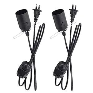 Segolike 2-Piece EU Plug No Polarity Switch Dimming Cable Light Bulbs Modulator Lamp Dimmer Black