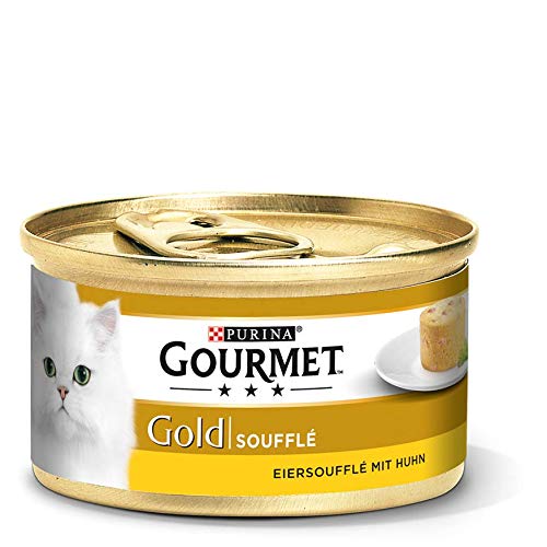 Purina GOURMET Gold Soufflé, Eiersoufflé, Katzenfutter nass, erlesener Genuss für Katzen, hochwertiges Nassfutter, 12er Pack (12 x 85 g Dose)