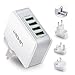 Produktbild USB Stecker, LENCENT Reisestecker USB Ladegerät [AUTO-ID Technologie] Reiseadapter 4-Port Schnell Aufladen Ladestecker 4,4A/22W USB Netzteil Universal Charger Adapter mit UK/USA/EU/AUS Internationaler Austauschbarer Stecker Reise Netzteile für iPhone, Android, iPad, Tablet, Externer Akku und weitere.