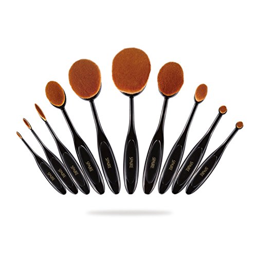 Spaire Makeup Brushes 10 Pieces Oval Makeup Brush Set with Soft Fiber Hairy Toothbrush Shaped Design for Both Wet and Dry Powder