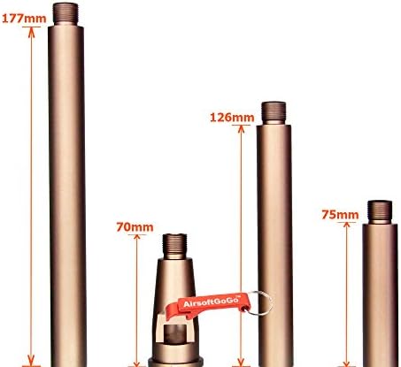 Tokyo Arms Multi-Length CNC Metal -14mm CCW Outer Barrel for WA M4/M16 Airsoft GBB (Sand) - KeyChain Included