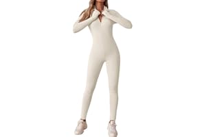 Litthing Mono de Yoga Mujer Ropa Deportiva Mujer con Cremallera Manga Larga Traje Una Pieza Elásticos Mono de Gimnasio Entrenamiento Fitness Running Sexi Slim para Mujer