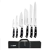 ProCook Gourmet X30 - Set de Couteaux Traditionnels rivetés 6 pièces avec Serviette de Chef/étui à Couteaux