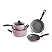 Price comparison product image Ceramic Non-Stick Aluminum Pan Cookware Set Frying Pan Soup Pot Milk Pot Four-Piece Pink Household