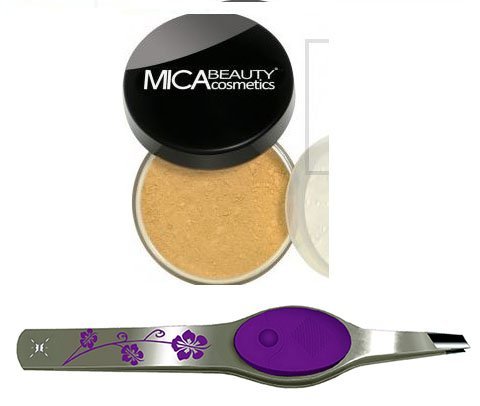 Bundle 2 Items: Micabeauty Full-coverage Loose Foundation (9g) Mf7 "Lady Godiva " + Floral Lighted Tweezer