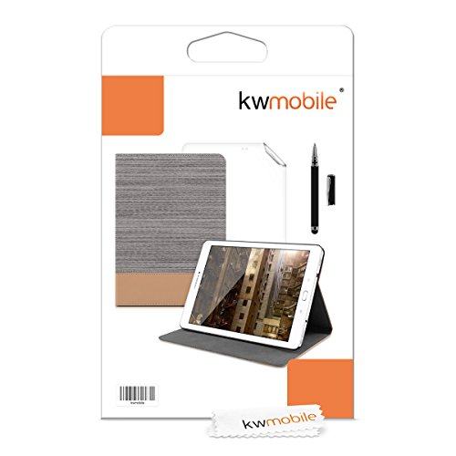 3in1 Set: kwmobile Hülle für Samsung Galaxy Tab S2 9.7 T810N/T813N/T815N/T819N – Tabletcover Slim Case Tablet Schutzhülle – Smart Cover Tabletcase Hellgrau + Folie, kristallklar + Stylus, Schwarz - 7