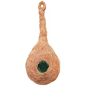 Petoya CR-1 Quality Safest Round Organic Bird Nest Purely Handmade Love Birds/Sparrow (Brown) (1 Nos)