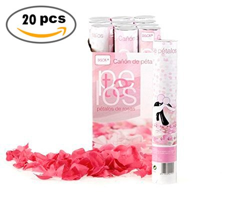 Lote 20 Cañones de Pétalos Boda 40 Cm - DISOK Ideal para Decorar Fiestas y Bodas - Lanza pétalos para Bodas Baratos ofertas Lotes Amazon