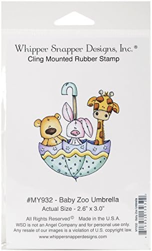 Whipper Snapper Designs Rubber Cling Stamp 4.25-inch x 7-inch, Baby Zoo Umbrella