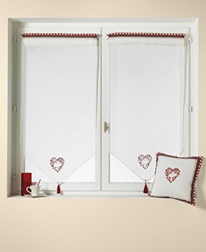 022 Burgundy Embroidered Muslin Net Curtain 60 x 120 cm