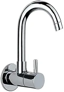 KKD Wall mounted Brass Sink Cock Tap for Kitchen/Bathroom (Silver)