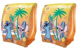 CAVERNEDESJOUETS pour Stitch - brassards de Natation, Enfant 1-6 Ans / 11-30 kg - Jeu d'eau Piscine, Aide nage - Gonflable, Flotteur - Set Accessoire et Carte